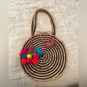 America & Beyond Colorful Jute Tote